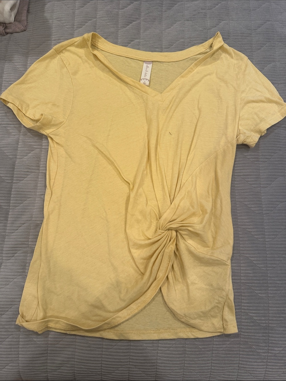 Altar'd State Yellow Knot-Front V-Neck Tee